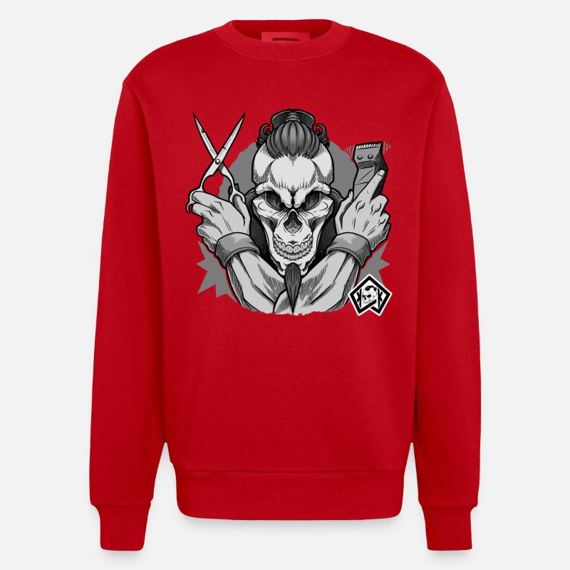 Coiffeur, Barbier, Coupe de cheveux, Maître Coiffeur - Sweat bio épais oversize fabriqué en UE - rouge