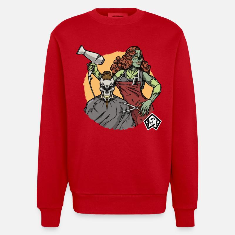 Coiffeur, Coiffeur, Coiffeur, Coiffeur, Barbier - Sweat bio épais oversize fabriqué en UE - rouge