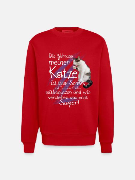 Katzen Wohnung - Heavyweight Oversized Organic Crew Neck Made in EU - Rot
