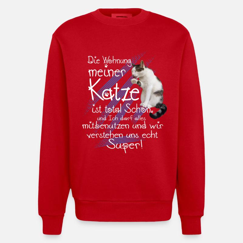 Katzen Wohnung - Heavyweight Oversized Organic Crew Neck Made in EU - Rot