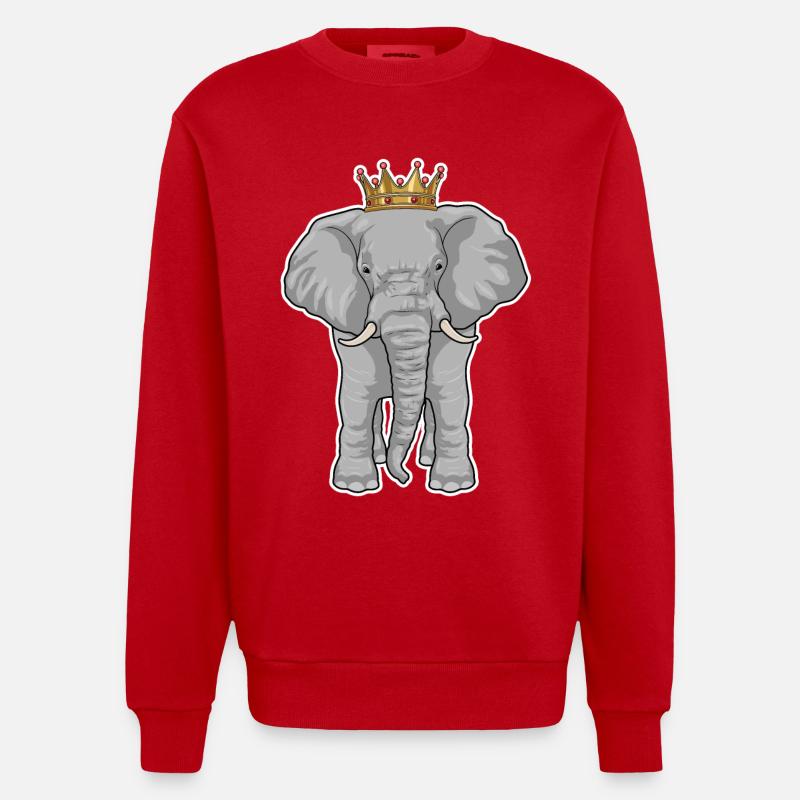 Couronne du roi éléphant - Sweat bio épais oversize fabriqué en UE - rouge