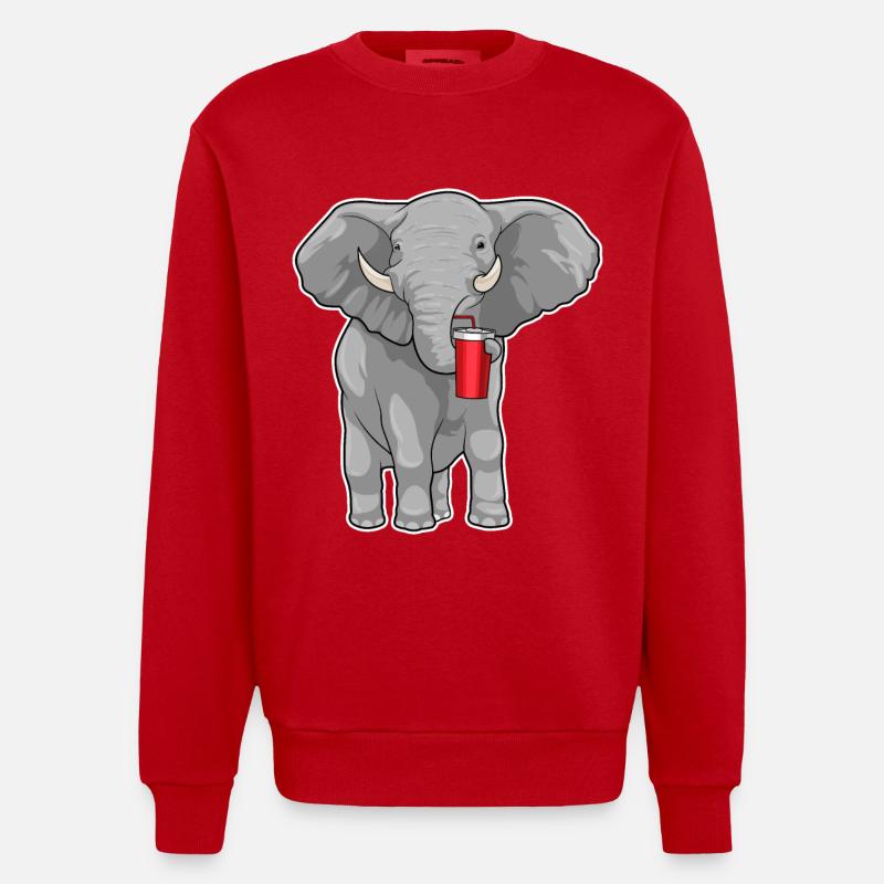 Elefant Trinkbecher - Heavyweight Oversized Organic Crew Neck Made in EU - Rot