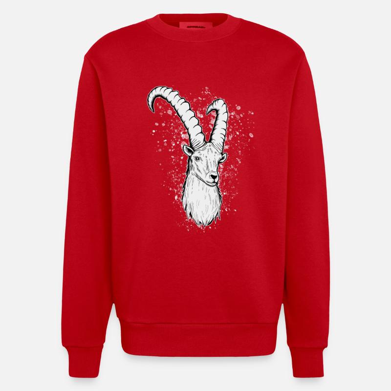 Steinbock Sternzeichen Geschenk - Heavyweight Oversized Organic Crew Neck Made in EU - Rot