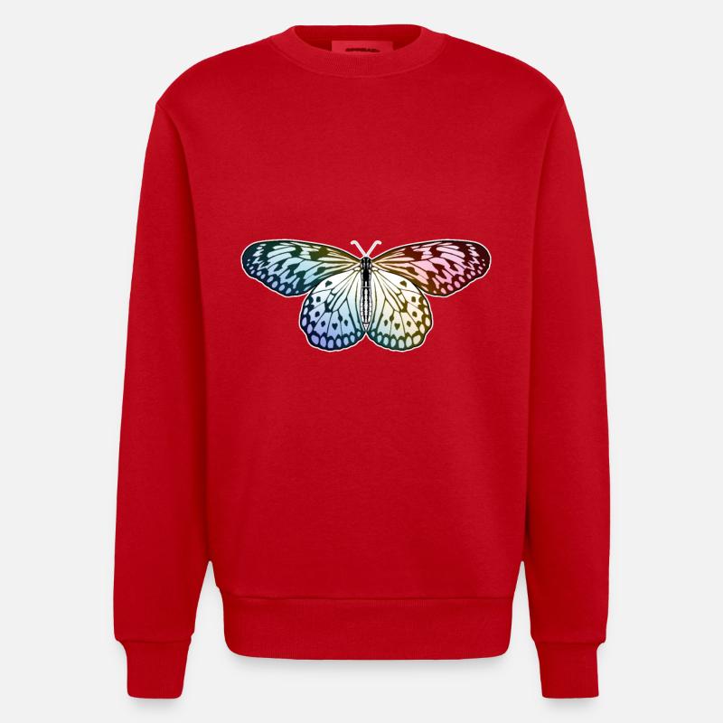 Schmetterling Regenbogen - Heavyweight Oversized Organic Crew Neck Made in EU - Rot