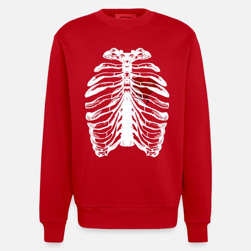 skeleton - Heavyweight Oversized Organic Crew Neck Made in EU - red