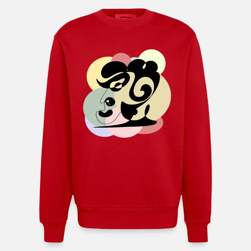 Line drawing man - Heavyweight Oversized Organic Crew Neck Made in EU - red