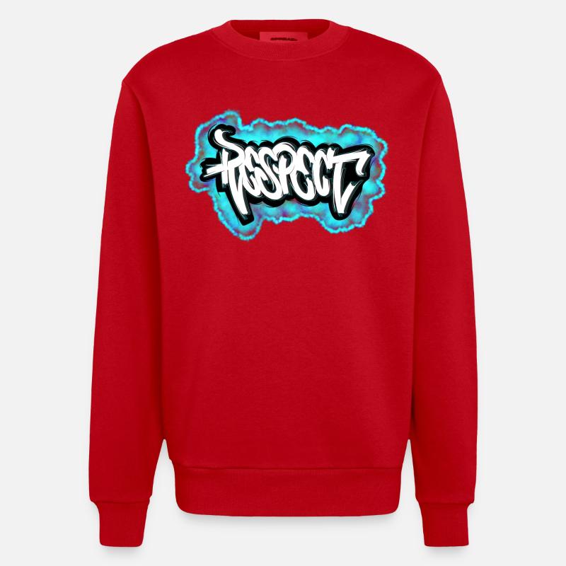 Respectez le design graffiti - Sweat bio épais oversize fabriqué en UE - rouge