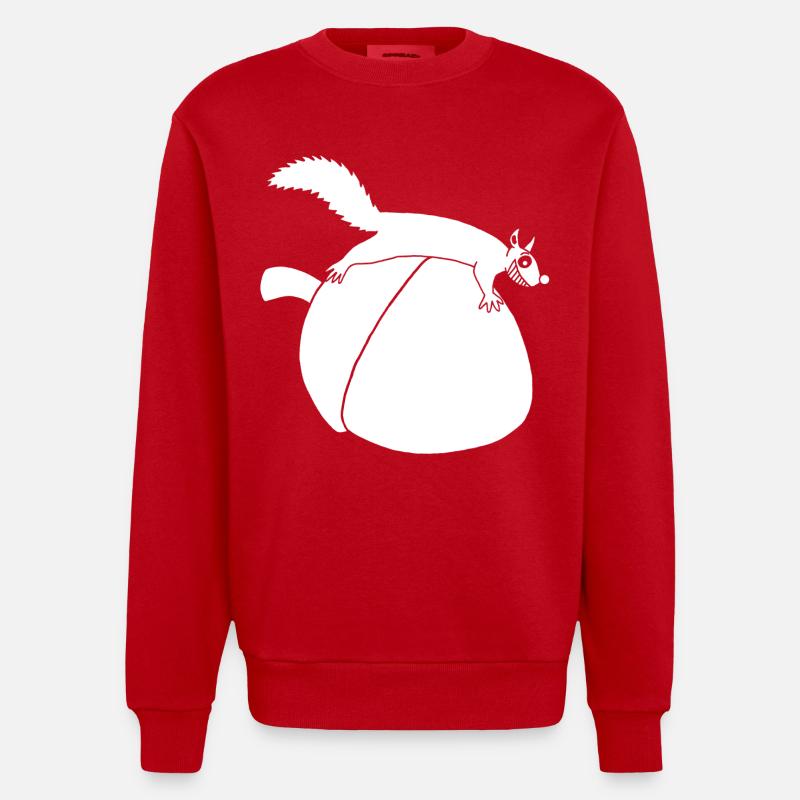 L'écureuil contre le gland (blanc) - Sweat bio épais oversize fabriqué en UE - rouge