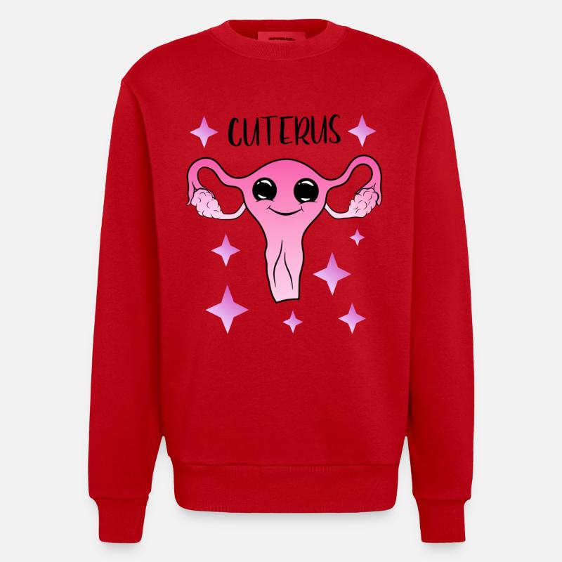 Cuterus - utérus mignon - Sweat bio épais oversize fabriqué en UE - rouge