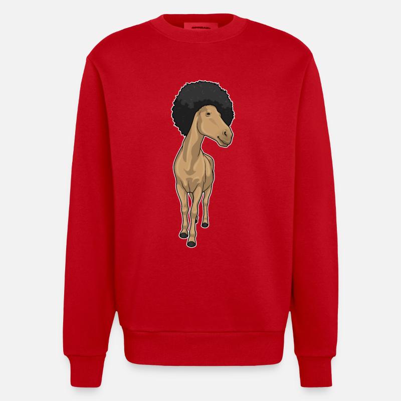 Pferd Afro - Heavyweight Oversized Organic Crew Neck Made in EU - Rot