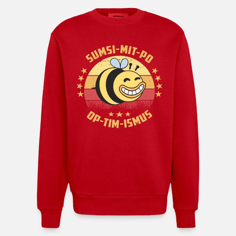 Optimismus oder Sumsi mit Po - Heavyweight Oversized Organic Crew Neck Made in EU - Rot