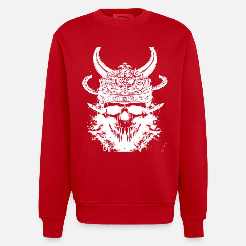 Wikinger Schädel - Heavyweight Oversized Organic Crew Neck Made in EU - Rot