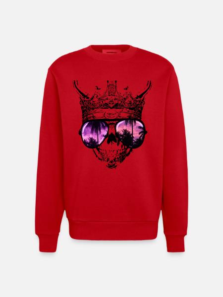 Hipster Totenkopf König - Heavyweight Oversized Organic Crew Neck Made in EU - Rot