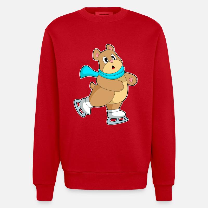 Patins à glace Bear - Sweat bio épais oversize fabriqué en UE - rouge