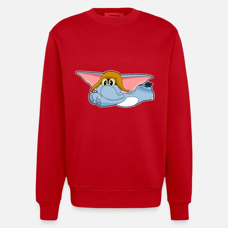 Elefant Pilot Pilotenmütze - Heavyweight Oversized Organic Crew Neck Made in EU - Rot