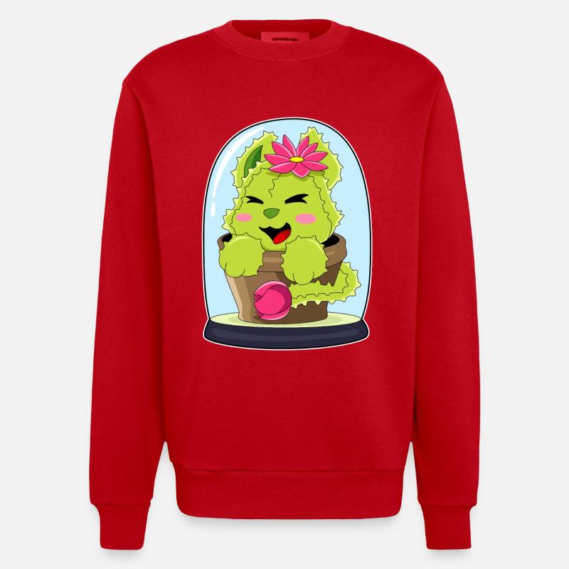 Cactus chat - Sweat bio épais oversize fabriqué en UE - rouge
