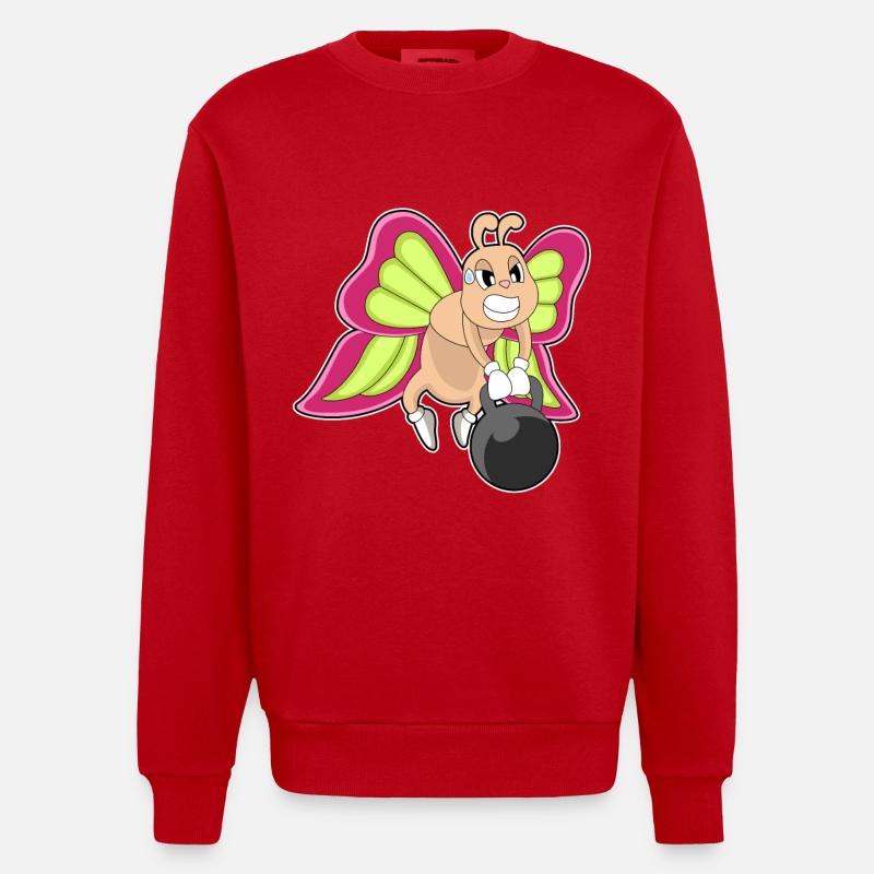Bodybuilding papillon avec haltères - Sweat bio épais oversize fabriqué en UE - rouge