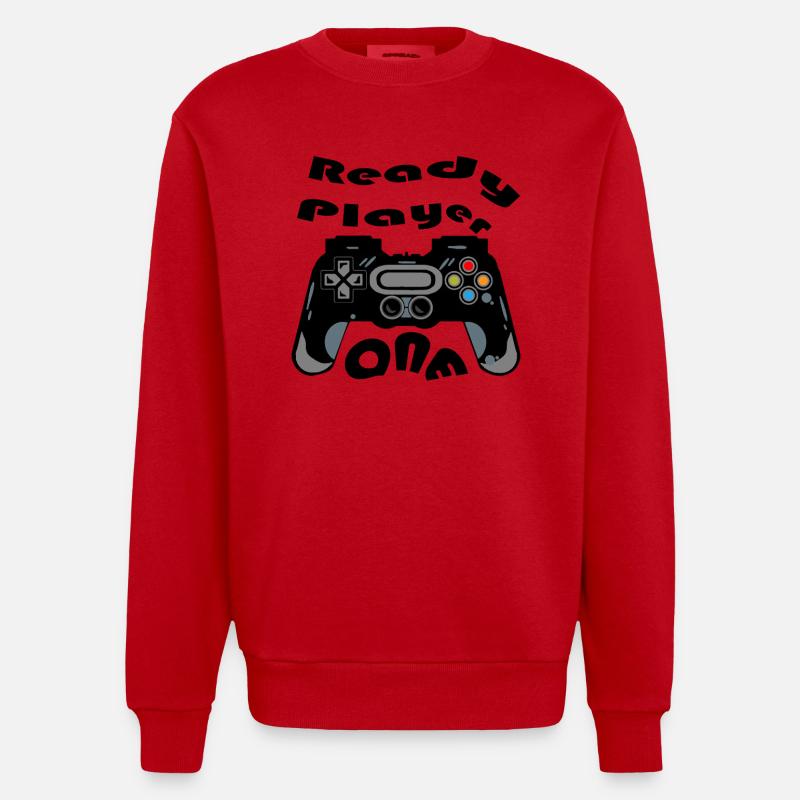 Retro Controller Silhouette - Heavyweight Oversized Organic Crew Neck Made in EU - red