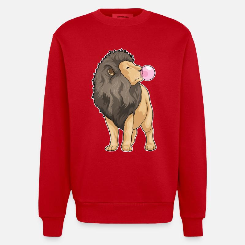 Löwe Kaugummi - Heavyweight Oversized Organic Crew Neck Made in EU - Rot