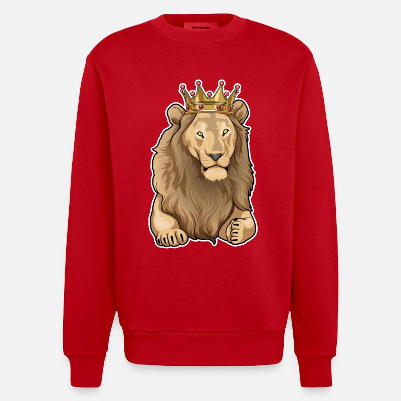 Couronne du Roi Lion - Sweat bio épais oversize fabriqué en UE - rouge