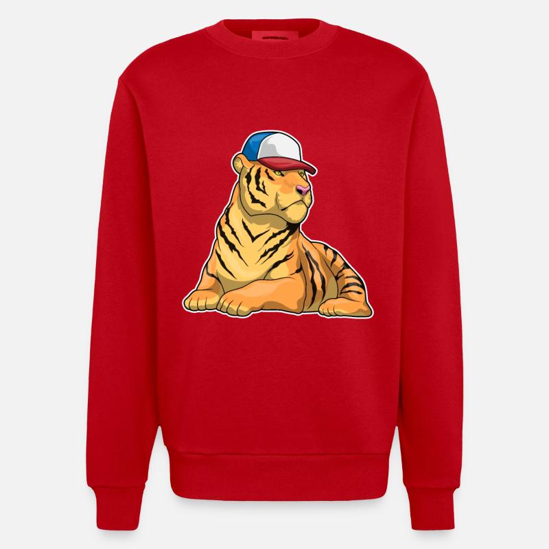 Tiger Cap - Heavyweight Oversized Organic Crew Neck Made in EU - Rot