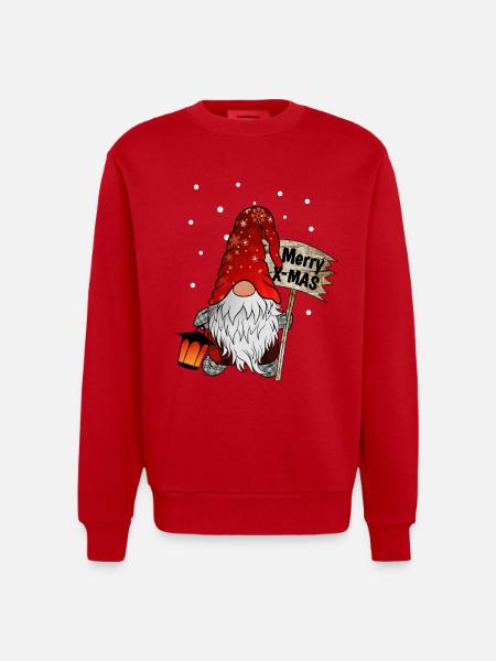 Christmas Dwarf Christmas Gnome - Heavyweight Oversized Organic Crew Neck Made in EU - red