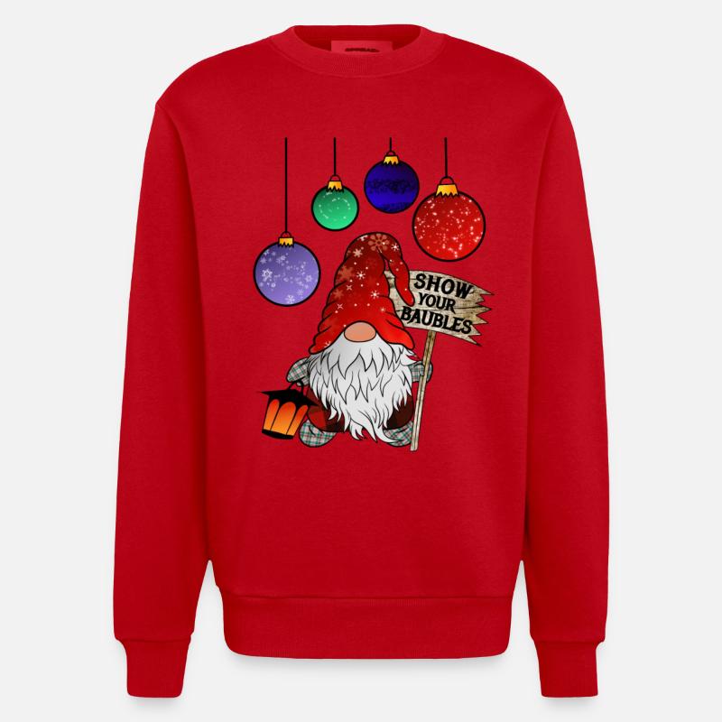 Gnome Noël Nain Joyeux Noël - Sweat bio épais oversize fabriqué en UE - rouge