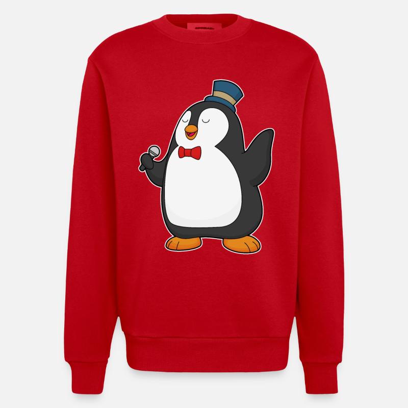 Penguin Singer Microphone - Sweat bio épais oversize fabriqué en UE - rouge