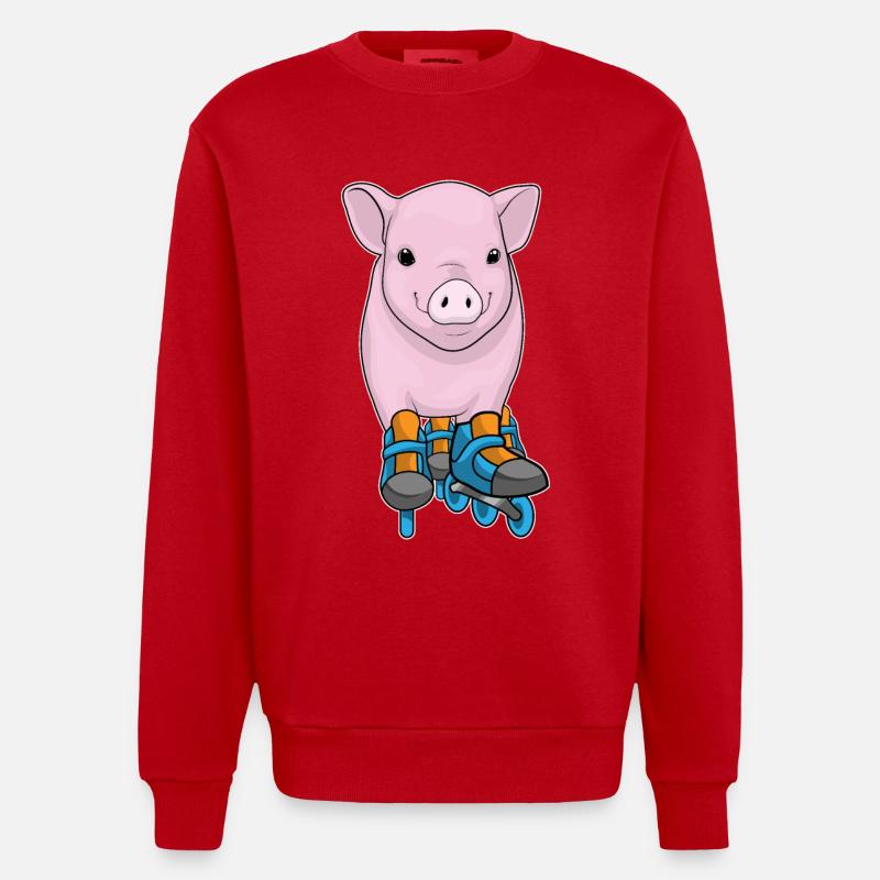 Schwein Inline skating Inline skates - Heavyweight Oversized Organic Crew Neck Made in EU - Rot