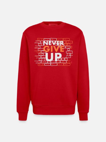 Never give up - Heavyweight Oversized Organic Crew Neck Made in EU - red