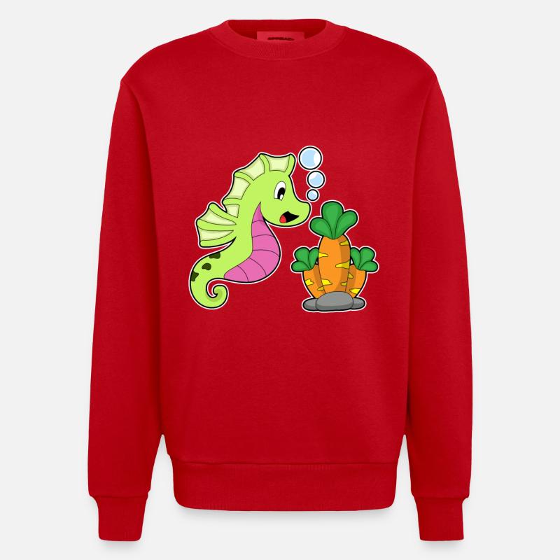 Seepferdchen Karotte - Heavyweight Oversized Organic Crew Neck Made in EU - Rot