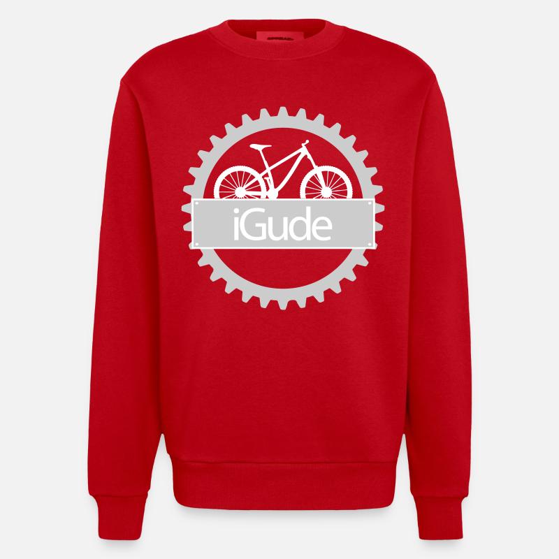 iGude Zahnrad MTB hell - Heavyweight Oversized Organic Crew Neck Made in EU - Rot