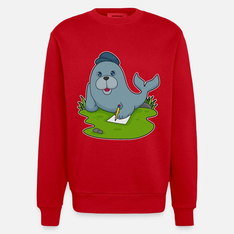 Papier crayon scellé - Sweat bio épais oversize fabriqué en UE - rouge