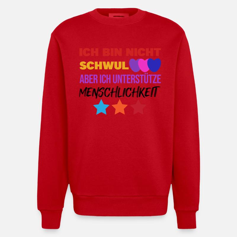 Lesbisch Lgbt Gleichberechtigung Statement Herz - Heavyweight Oversized Organic Crew Neck Made in EU - Rot