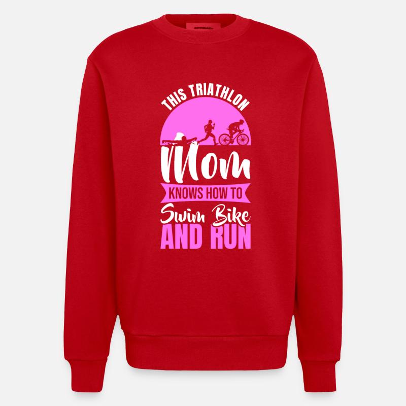 Mère du triathlon - Sweat bio épais oversize fabriqué en UE - rouge