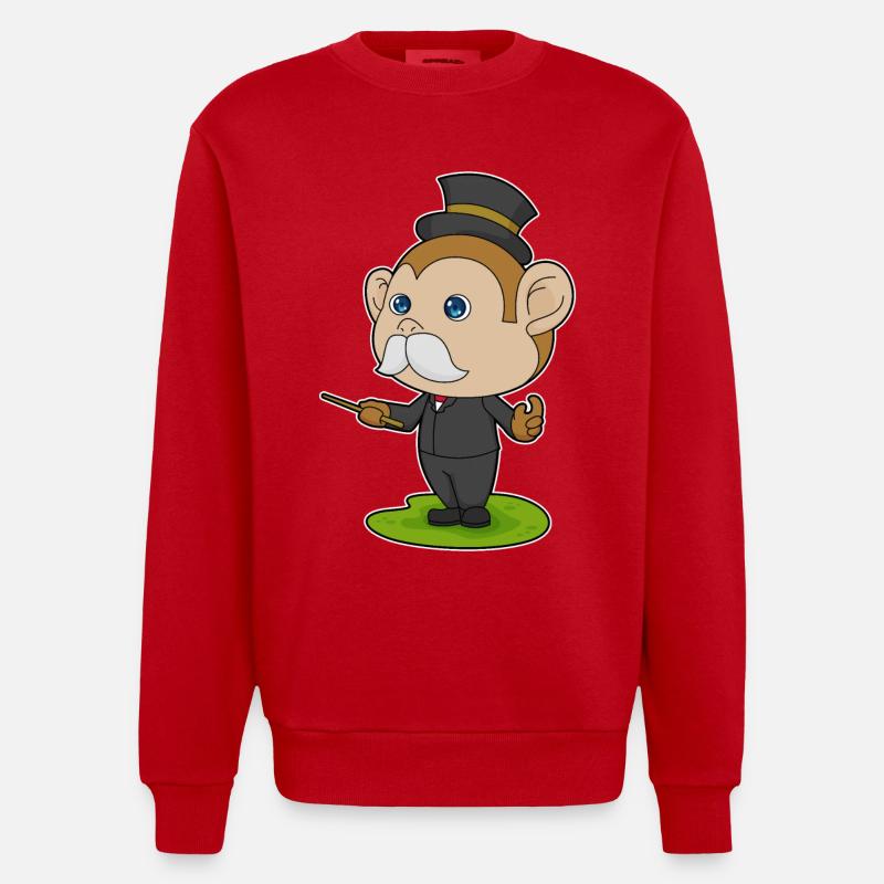 Affe Zauberer Zauberstab - Heavyweight Oversized Organic Crew Neck Made in EU - Rot