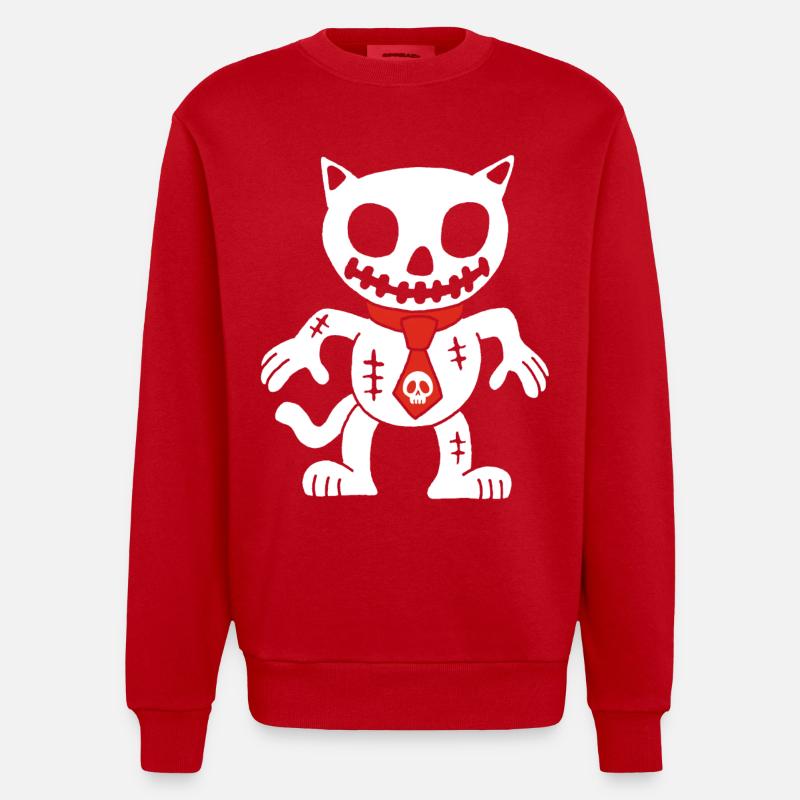 Weiße Katze Voodoo Puppe - Heavyweight Oversized Organic Crew Neck Made in EU - Rot