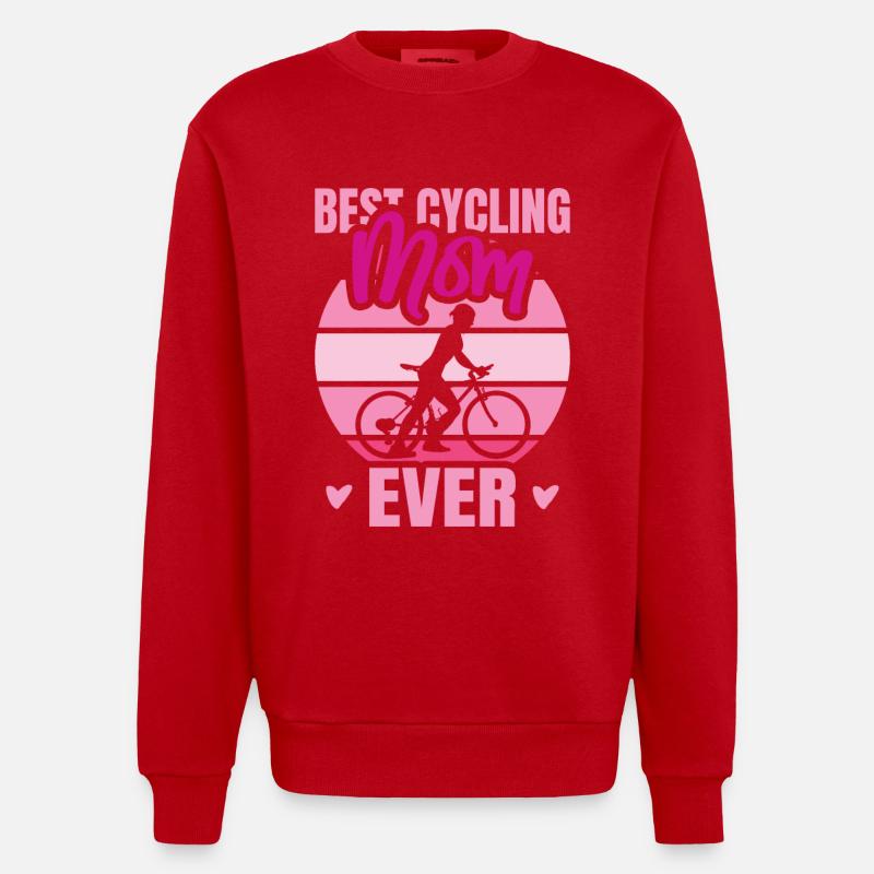 Radfahrer Mutter - Heavyweight Oversized Organic Crew Neck Made in EU - Rot