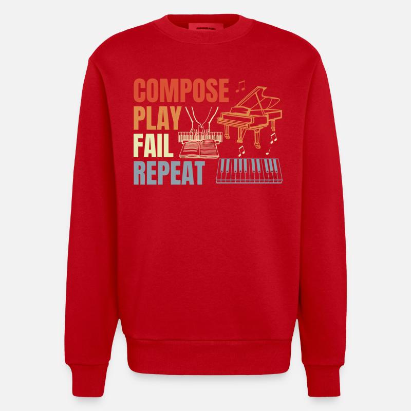 Routine de pianiste - Sweat bio épais oversize fabriqué en UE - rouge