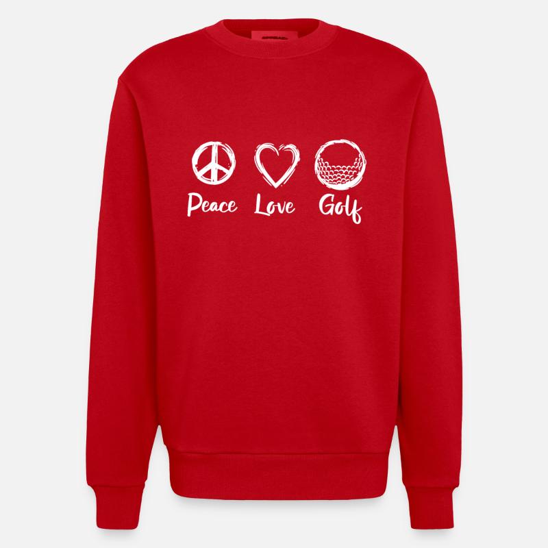 Peace Love Golf - Sweat bio épais oversize fabriqué en UE - rouge