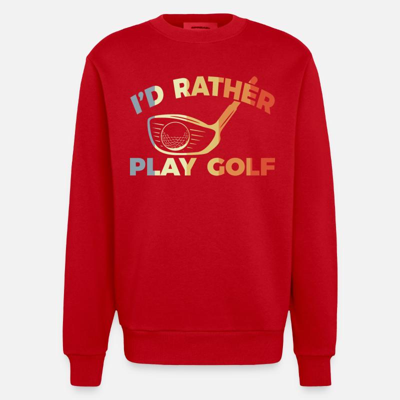 Je préfère jouer au golf - Sweat bio épais oversize fabriqué en UE - rouge