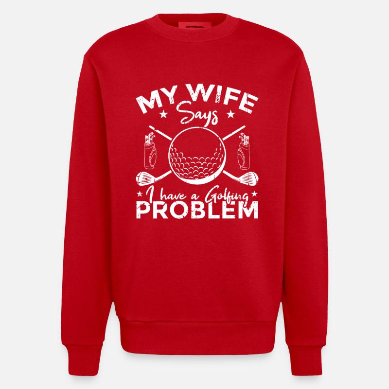 Golf Problems - Heavyweight Oversized Organic Crew Neck Made in EU - red