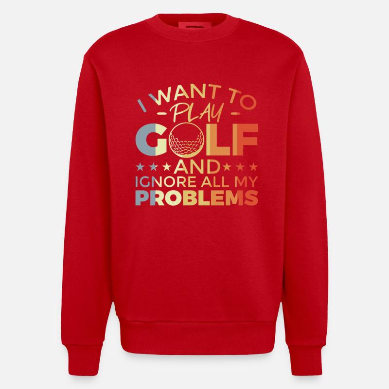 Drôle de dicton de golf - Sweat bio épais oversize fabriqué en UE - rouge