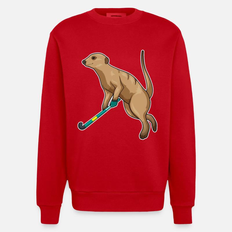 Erdmännchen Hockey Hockeyschläger - Heavyweight Oversized Organic Crew Neck Made in EU - Rot