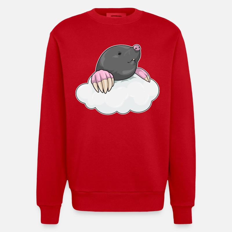 Mole clouds - Heavyweight Oversized Organic Crew Neck Made in EU - red