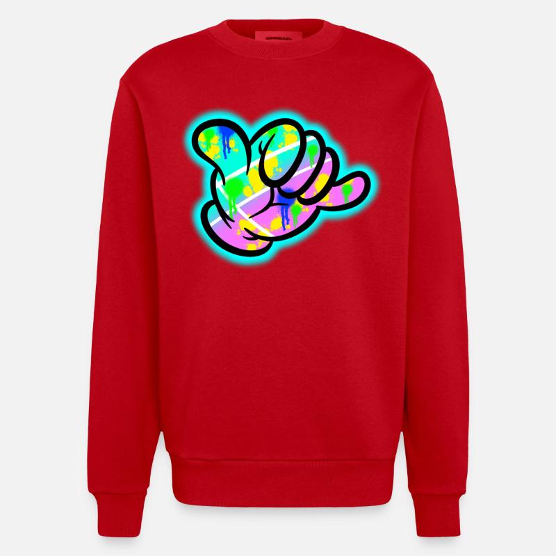 Explosion des couleurs du graffiti Shaka - Sweat bio épais oversize fabriqué en UE - rouge