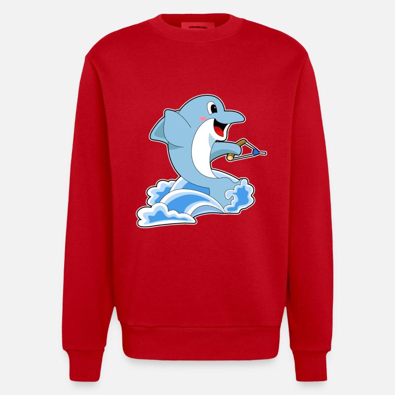 Ski nautique dauphin - Sweat bio épais oversize fabriqué en UE - rouge