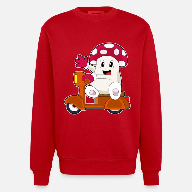 Pilz Motorroller - Heavyweight Oversized Organic Crew Neck Made in EU - Rot