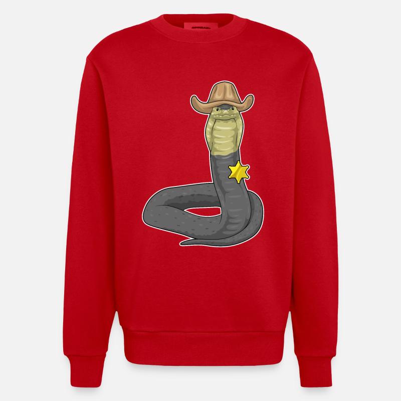 Snake Sheriff Sheriff's Hat - Heavyweight Oversized Organic Crew Neck Made in EU - red