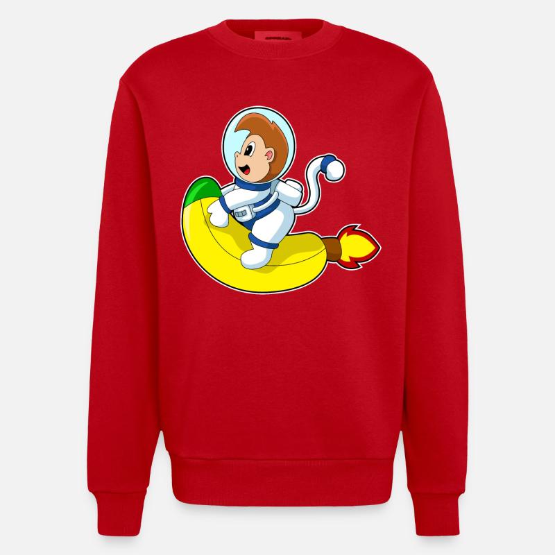 Monkey Banana Astronaute - Sweat bio épais oversize fabriqué en UE - rouge